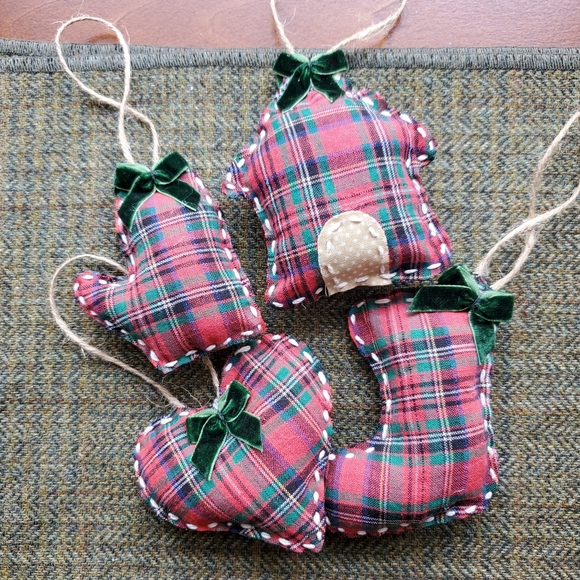 Set Of 4 hand-made Christmas Ornaments Holiday - Picture 2 of 7